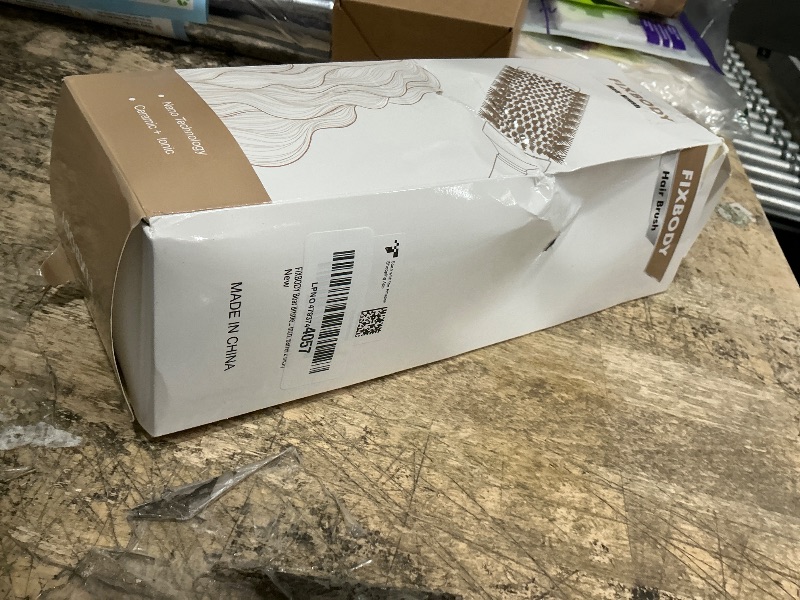 Photo 1 of ***MINOR DAMAGE/ POSSIBLY MISSING INTERCHANGEBALY ACCESSORIES*** FIXBODY Hair Brush, Round Brush for Blow Drying, Curling, Styling, Nano Thermal Ceramic & Ionic Tech, Boar Bristle, 3.3 inch, 2 inch Barrel, for Women, Volume & Shine, Brown, Hair Brush for 