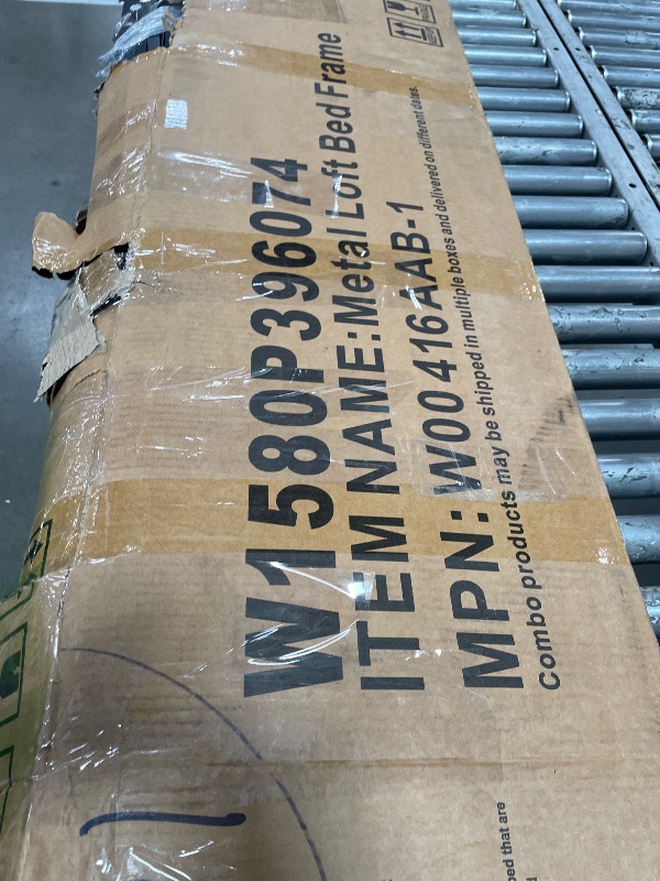 Photo 1 of 
PARTIAL SET BOX 2 OF 2 

Bellemave Metal Queen Size Loft Bed with Desk and Storage Stairs,Heavy Duty Loft Bed Frame Queen Size with LED Lights and Charging Station for Kids,Teens,Adults,Black Desk