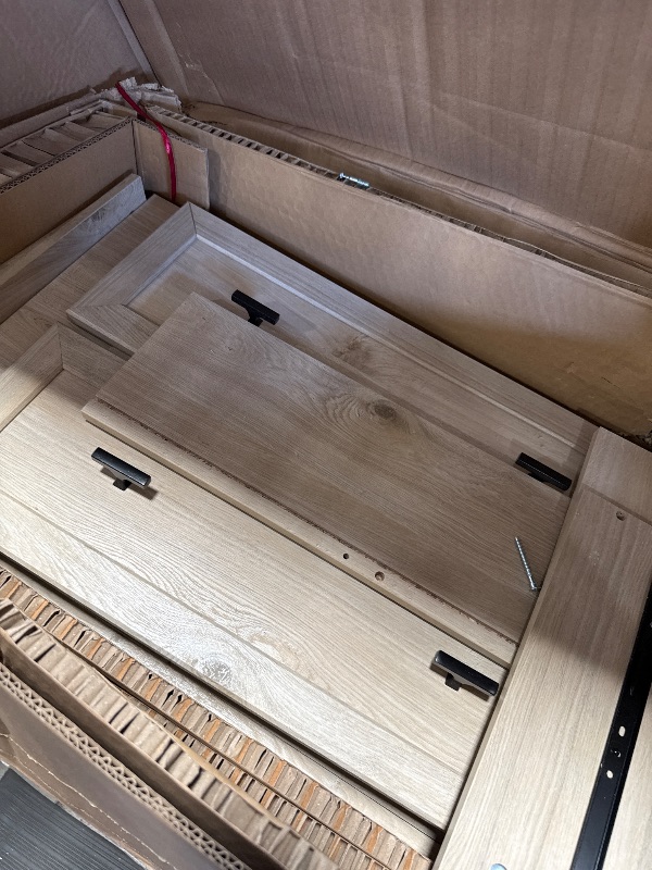 Photo 1 of (SEE NOTES BEFORE BIDDING) Walker Edison Clyde Classic Rustic 3-Drawer Open-Cubby Nighstand End Side Table Living Room Bedroom Storage,, White Oak