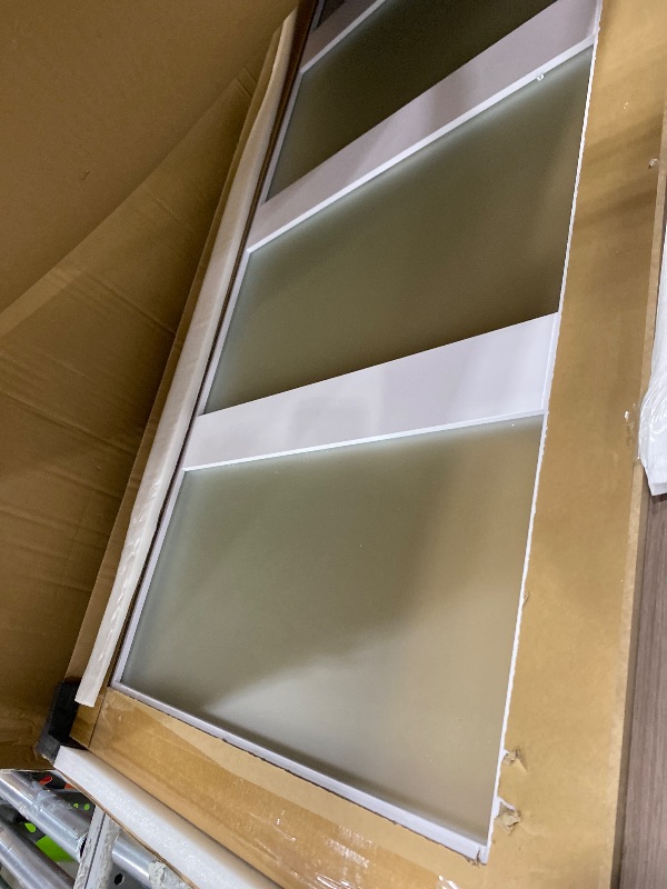 Photo 1 of ****A BROKEN GLASS***


Finosen Preassembled Sliding Closet Door Slab, 60 x 80 in (Double 31 inch), 5-Lite Frosted Glass, Bypass barn Door with Hardware Kit Included, MDF Wood Panel, Water-Proof PVC Surface, White