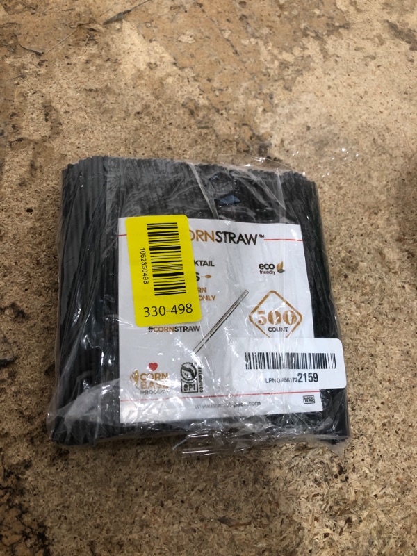 Photo 1 of [500 COUNT] CORNSTRAW 5" Short Cocktail Straws, Black PLA Cornstarch Plastic-Free Disposable Small Drink Stirrer, Swizzle Sticks, Mixer, for Cold Drinks, whiskey, Bar, Club, Party
