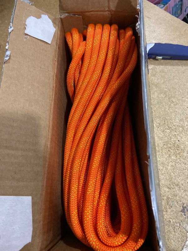 Photo 1 of 100ft 3/8 Inch Climbing Rope, Heavy Duty Arborist Rope, Nylon Rigging Rope for Tree Work,Bull (Orange)