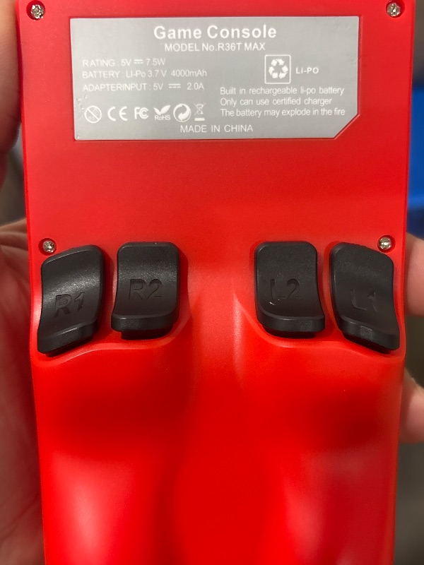Photo 1 of R36TMAX Retro Handheld Game Console, Red