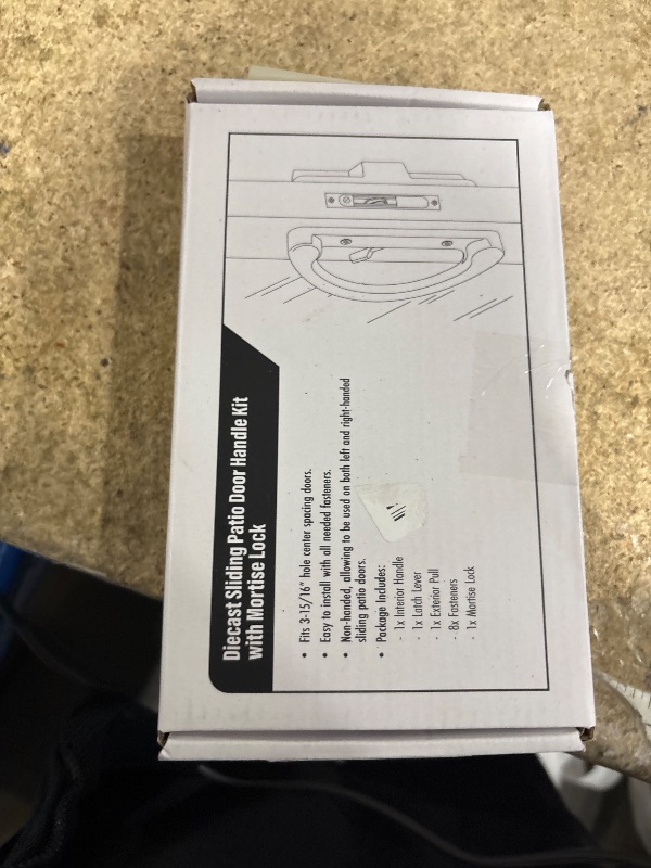 Photo 1 of *HANDLE ONLY* SANKINS Sliding Patio Door Handle Pull Set with Mortise Lock, Full Replacement White Diecast Non-Keyed Gate Handle Set for Sliding Glass Door, Fits 3-15/16” Hole Spacing