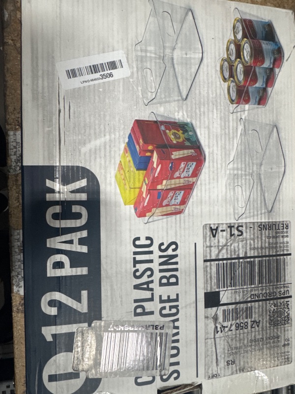 Photo 1 of 12 PACK Multi-Use Clear Plastic Storage Bins for Organizing w/Labels - Home, Kitchen, Pantry, Bathroom, Office, Cabinet Shelf Organizer Bins - SOHO Collection, RV, Fridge Organization Containers - L