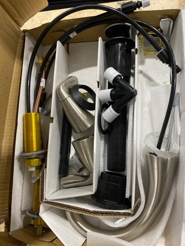 Photo 1 of ***HEAVILY USED (SCRATCHES) / UNKNOWN MISSING ASSEMBLY PIECES*** Delta Arvo Brushed Nickel Faucet 3 Hole, 8 Inch Widespread Bathroom Sink Faucet for Vanity, Push-Pop Drain Assembly, Spotshield Stainless 35840LF-SP