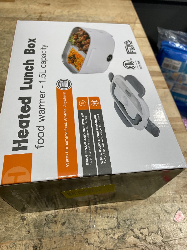 Photo 1 of [ 2025 Upgrade]Electric Lunch Box 1.5L Food Heater, Portable 60W Food Warmer for Car and Home, with Detachable 304 Stainless Steel Container Fork and Spoon
