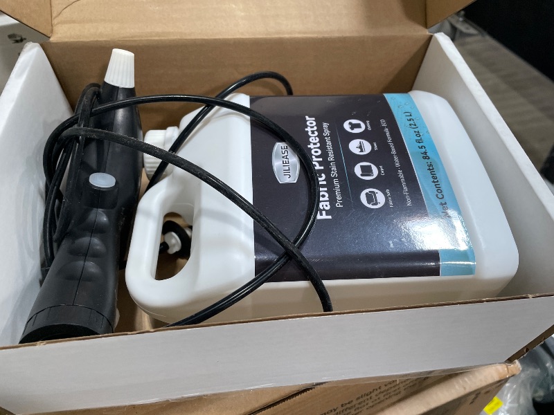 Photo 1 of ***DAMAGED - SEE NOTES/PICTURES***JILIEASE Fabric Protector & Stain Resistant Spray – Non-Toxic Water-Based Upholstery & Carpet Protector for Sofa, Couch, Chairs, Shoes, Rugs, Outdoor Furniture – Waterproof Stain Guard (84.5 fl oz)