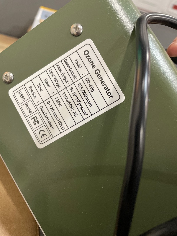Photo 1 of 0zone Generator 125,000mg/h,0zone Machine for Car/Home/Smoke/Pet Odor, Covers up to 2,500 Sq. Ft.(Green)