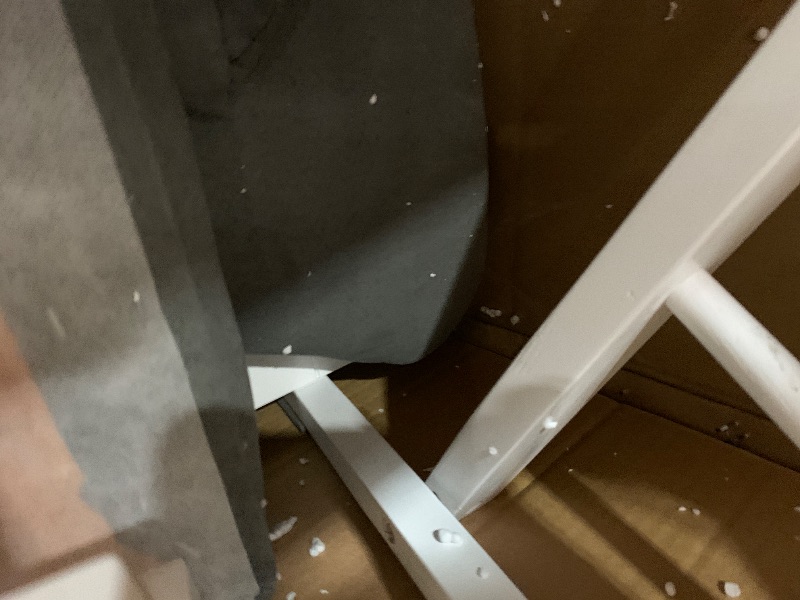 Photo 1 of ***MINOR DAMAGE UNKNON IF MISSING PARTS***
Storkcraft Premium Hoop Glider & Ottoman (White/Gray) — GREENGUARD Gold Certified Nursery Glider, Solid Wood Craftsmanship, Smooth-Gliding, Award-Winning