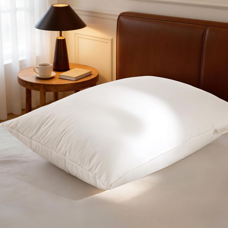 Photo 1 of ***STOCK PHOTO FOR REFERENCE ONLY***
Luxury Canadian White Goose Down Pillow Queen Size- 900+ Fill Power, 600 Thread Count Cotton Shell, Soft Down Pillows for Sleeping, Hotel Collection Pillow for Neck Pain Relief (1 Pack, 20"x30")