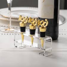 Photo 1 of ***STOCK PHOTO FOR REFERENCE ONLY***
Happy Purim L Chaim Wine Stopper Set with holder
