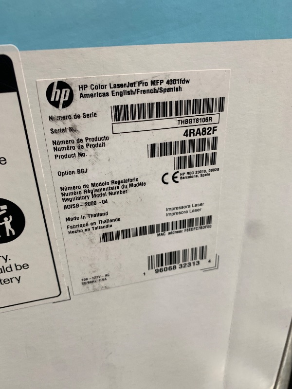 Photo 1 of ***FACTORY SEALED***
HP Color Laserjet Pro MFP 4301fdw Wireless All-in-One Color Laser Printer, Scanner, Copier, Fax, Best-for-Office