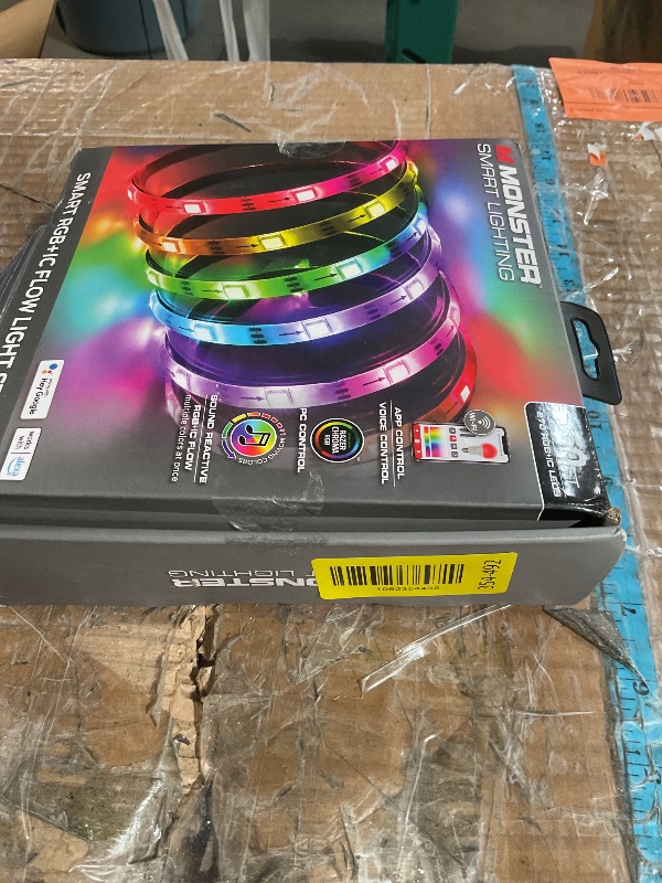 Photo 1 of ***(PARTS ONLY/ NON FUNCTIONAL)***Monster Smart RGB+IC LED Strip Lights 50ft – Sound Reactive Strip Lights for Bedroom, App & Voice Control, RGB Light Strip for Room, Alexa Google Home, Razer Chroma Sync - 270 RGB+IC LED Lights