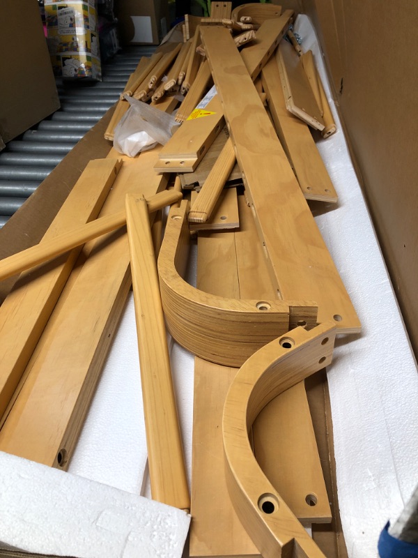 Photo 1 of ***PARTIAL SET - PRICE ADJUSTED******MISSING PARTS***Bellemave Full Size Floor Bed with Rounded Corners for Kids, Full Floor Bed with High Fence, Wooden Montessori Beds for Kids, Natural no slats