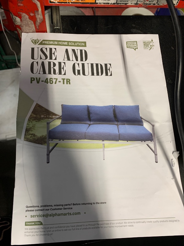 Photo 1 of ***ITEM MAY BE A PARTIAL SET/SEE PHOTOS
All Weather Patio Sofa, 3 Seat Outdoor Couch with High Back and Thick Cushions,Outdoor Sofa Furniture with Premium Wicker for Garden, Backyard, Porch,Dark Blue