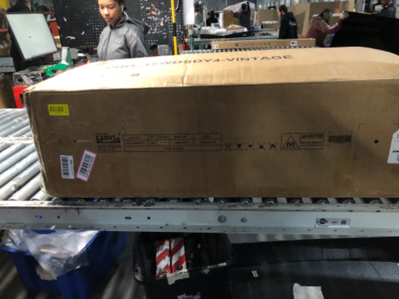 Photo 1 of ***STOCK PHOTO FOR REFERENCE ONLY (COLOR IS BROWN, NOT WHITE)*** Crosley Furniture Avery Rolling Kitchen Island Storage Cart with Shelves, Microwave Stand, Coffee Bar, Distressed White