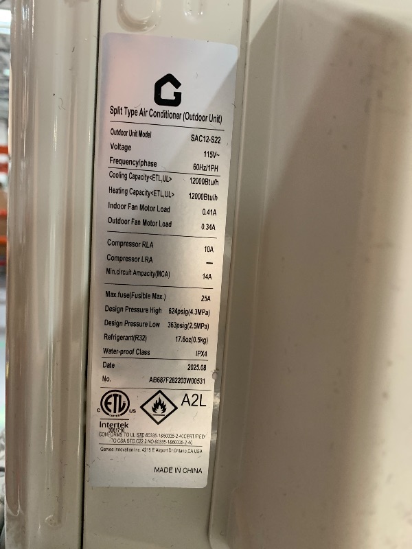 Photo 1 of ***PARTIAL SET - PRICE ADJUSTED***
GarveeHome SEER 22 12000BTU 115V Mini Split Air Conditioner | Energy-Efficient Inverter AC System with WiFi, Remote Control & Easy Installation Kit for Rooms Up to 750 Sq.Ft