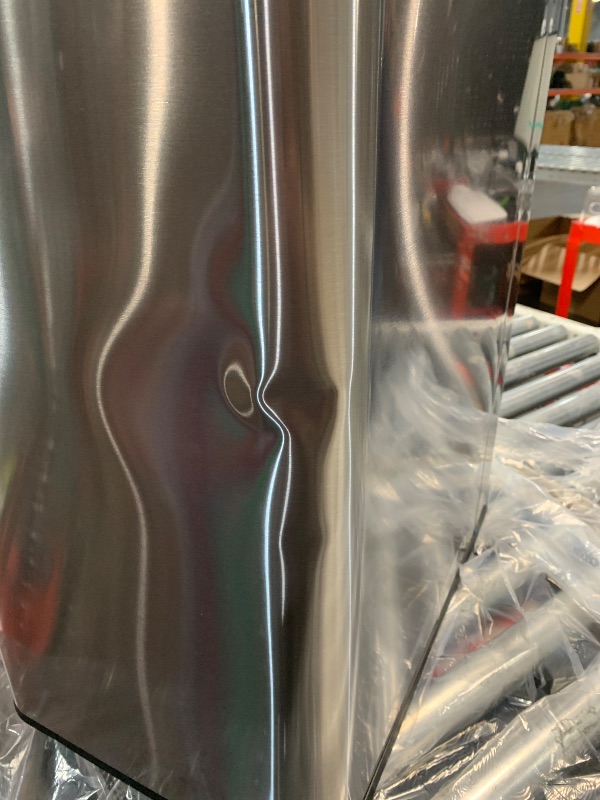 Photo 1 of ***DAMAGED - SEE NOTES/PICTURES*** Home Zone Living 16 Gallon Kitchen Trash Can with Dual Compartments for Recycling, Stainless Steel, Silver, 60 Liters Total