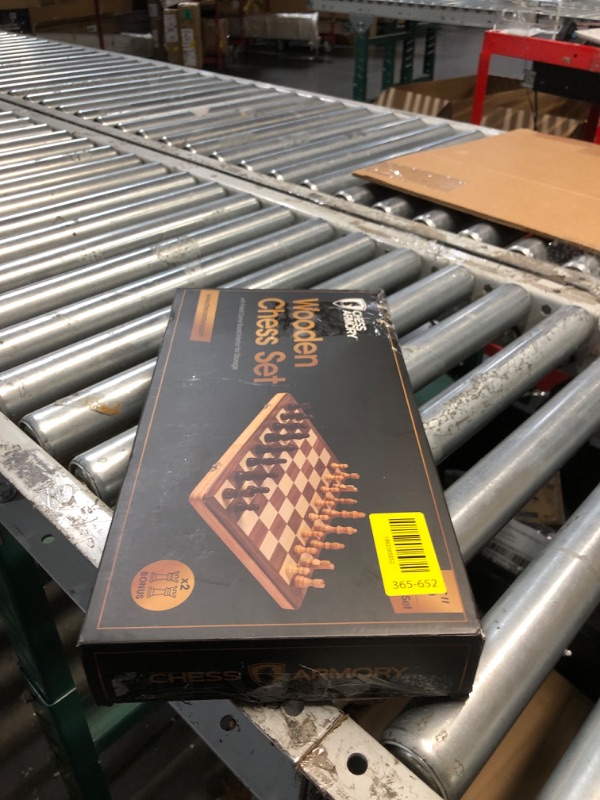 Photo 1 of ***(MINOR DAMAGE/ CHIP)***Chess Armory Wooden Chess Set 15 Inch - Classic Handcrafted Game Board for Adults and Kids with Extra Queen Pieces and Storage Box - Ideal for Home and Travel - Non-Magnetic