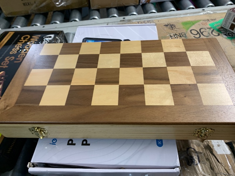 Photo 1 of ***(MINOR DAMAGE/ CHIP)***Chess Armory Wooden Chess Set 15 Inch - Classic Handcrafted Game Board for Adults and Kids with Extra Queen Pieces and Storage Box - Ideal for Home and Travel - Non-Magnetic
