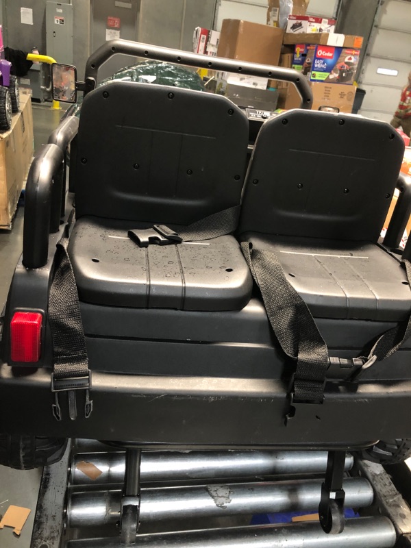 Photo 1 of ***MISSING PARTS***
MISSING STEERING WHEEL*****
2 Seater 12V Ride On Toy Truck Golf Cart for Big Kids w/Roof, Sun Shade, Storage Trunk, 2WD, Parent Remote Control, 3 Speeds, LED Lights, Bluetooth & Music (White, 12V)