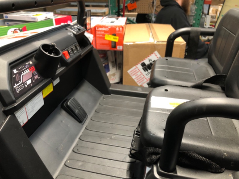 Photo 1 of ***MISSING PARTS***
MISSING STEERING WHEEL*****
2 Seater 12V Ride On Toy Truck Golf Cart for Big Kids w/Roof, Sun Shade, Storage Trunk, 2WD, Parent Remote Control, 3 Speeds, LED Lights, Bluetooth & Music (White, 12V)