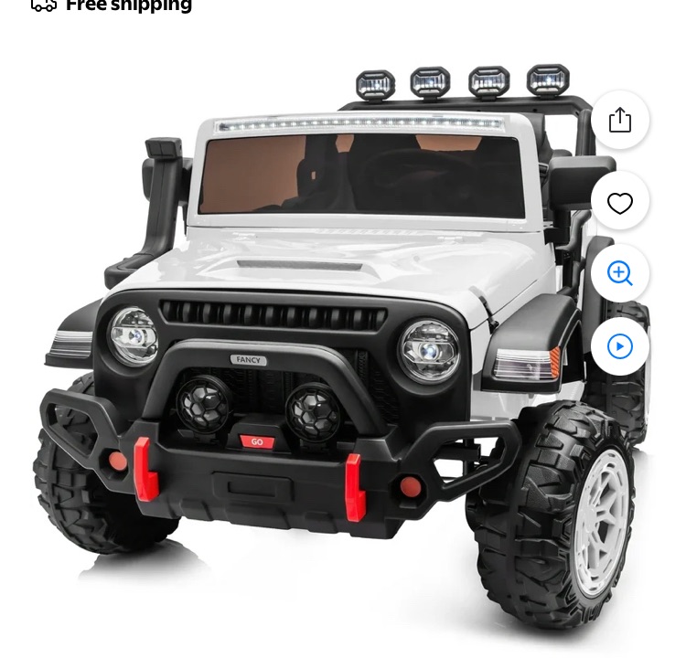 Photo 1 of ***MISSING PARTS***
MISSING STEERING WHEEL*****
2 Seater 12V Ride On Toy Truck Golf Cart for Big Kids w/Roof, Sun Shade, Storage Trunk, 2WD, Parent Remote Control, 3 Speeds, LED Lights, Bluetooth & Music (White, 12V)