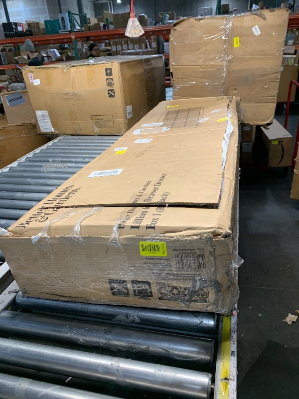 Photo 1 of ***PARTIAL SET - PRICE ADJUSTED***
*****Missing hardware*****
Jocoevol 6 Drawer Dresser Black Modern Fluted Tall Wooden Chest Double Dresser for Bedroom, Living Room, Closet