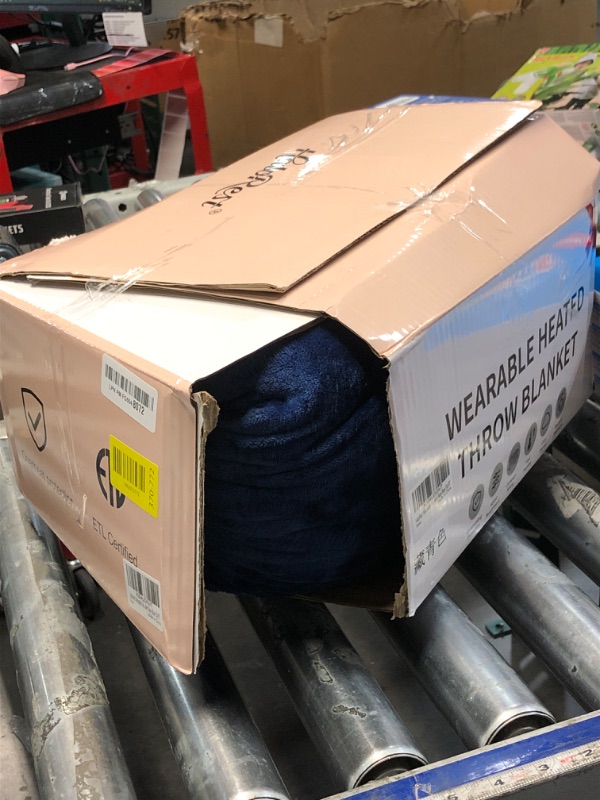 Photo 1 of ***PARTS ONLY*** ***NONFUNCTIONAL*** HaloRest Wearable Heated Blanket with Foot Pocket, Electric Throw Blanket with Sleeves, Heated Cozy Warm Shawl with 10 Heat Settings and 1/2/4/6/8 Hours Auto-Off?50''x75'' Blue?