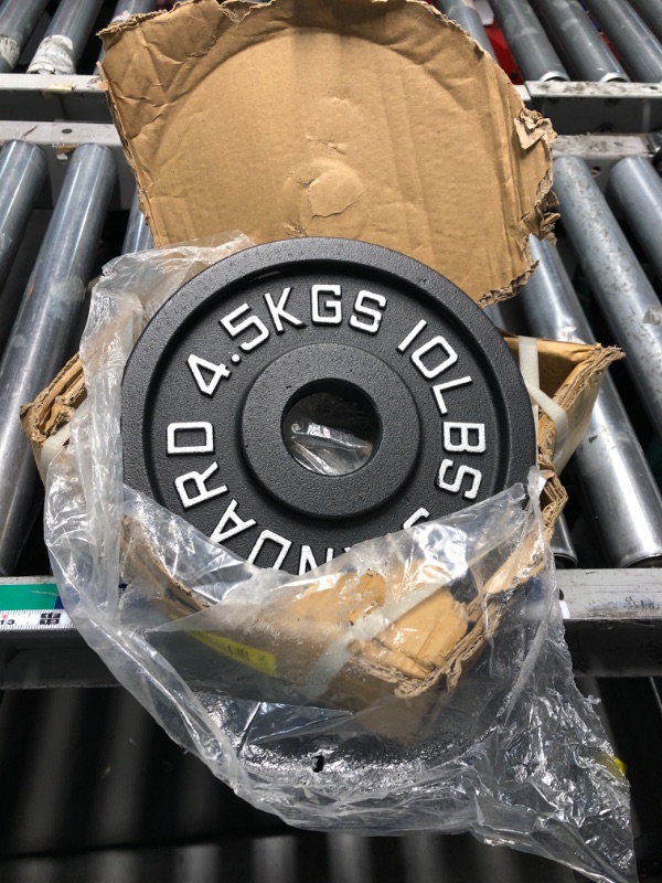 Photo 1 of ?Two Pairs 4.5LB?Pro-Style Cast Iron Gym Plates | 4 x 5LB Weights with Machined 2" Hole | Precision Silver Numerals (LB/KG) | for Standard Bars