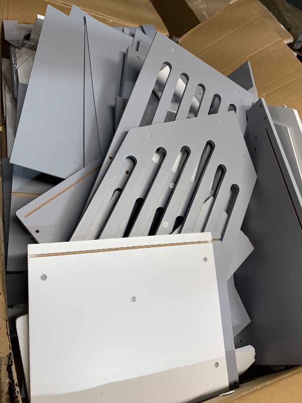 Photo 1 of ***DAMAGED - SEE NOTES/PICTURES***Amazon Basics Kids Corner Wooden Kitchen Toy Playset with Stove, Oven, Sink, Fridge and Accessories, for Toddlers, Preschoolers, Children Age 3+ Years, White & Gray, 39.37"L x 28.35"W x 35.04"H