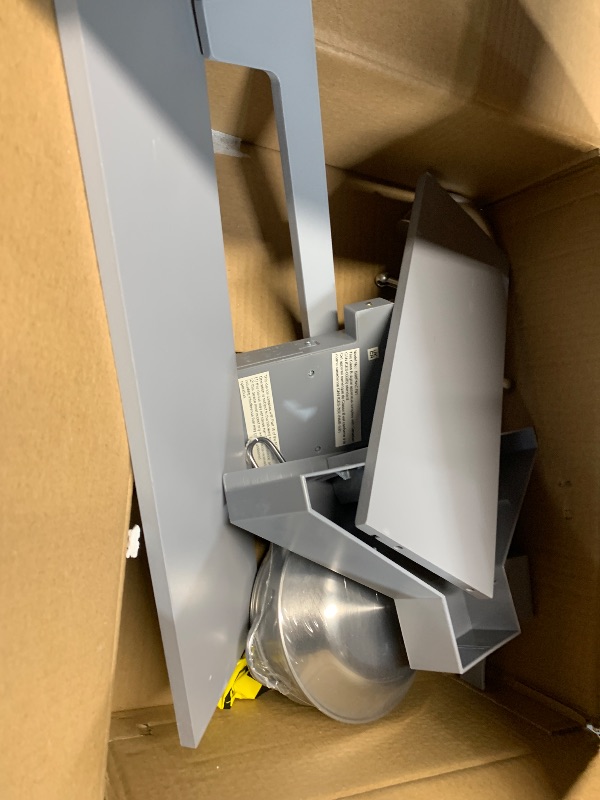 Photo 1 of ***DAMAGED - SEE NOTES/PICTURES***Amazon Basics Kids Corner Wooden Kitchen Toy Playset with Stove, Oven, Sink, Fridge and Accessories, for Toddlers, Preschoolers, Children Age 3+ Years, White & Gray, 39.37"L x 28.35"W x 35.04"H