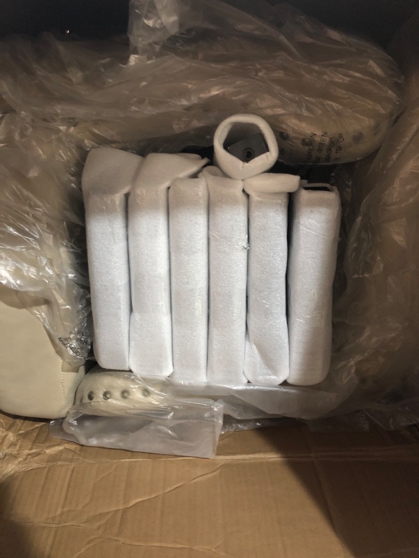 Photo 1 of *** PARTIAL SET - ONLY TWO SETS INCLUDED *** Counter Height Barstools 26 inch Upholstered Button Tufted Swivel Bar Stools with Back and Wood Legs for Kitchen Island,Set of 4,Beige-Nailhead Trim