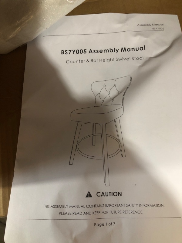 Photo 1 of *** PARTIAL SET - ONLY TWO SETS INCLUDED *** Counter Height Barstools 26 inch Upholstered Button Tufted Swivel Bar Stools with Back and Wood Legs for Kitchen Island,Set of 4,Beige-Nailhead Trim