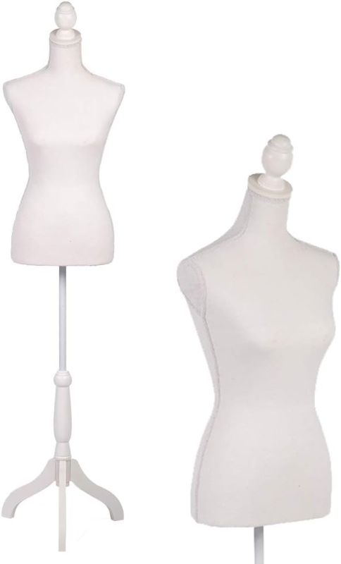 Photo 1 of ***DIRTY***FDW Manikin 60”-67”Height Adjustable Female Dress Model Display Torso Body Tripod Stand Clothing Forms (White)