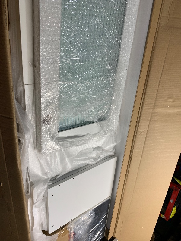 Photo 1 of ***MIRROR NOT INCLUDED***DWVO 56.3" Makeup Vanity with LED Lighted Mirror, Large Vanity Desk with RGB Glass Cabinets, Open Shelving, Built-in Power Strip & Cushioned Stool
