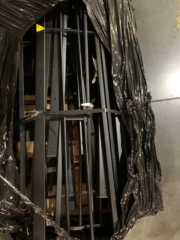 Photo 1 of ***MISSING PARTS***
PVWIIK Triple Bunk Bed with Built-in Ladder and Full-Length Guardrails for 3 Kids,Metal L-Shaped Bunk Bed,Space Saving Design, No Box Spring Needed, Black