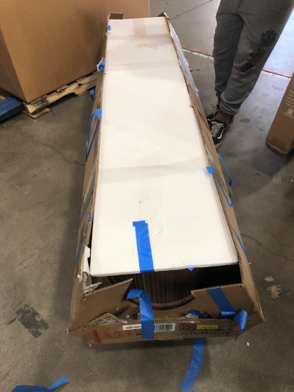 Photo 1 of **SEE NOTES** Merax Wooden Farmhouse TV Stand & Coffee Table Set with Charging Station,Oval Fluted Media Console with Sliding Doors for TVs up to 80", Mid-Century Center Table with Wood Legs for Living Room,Walnut