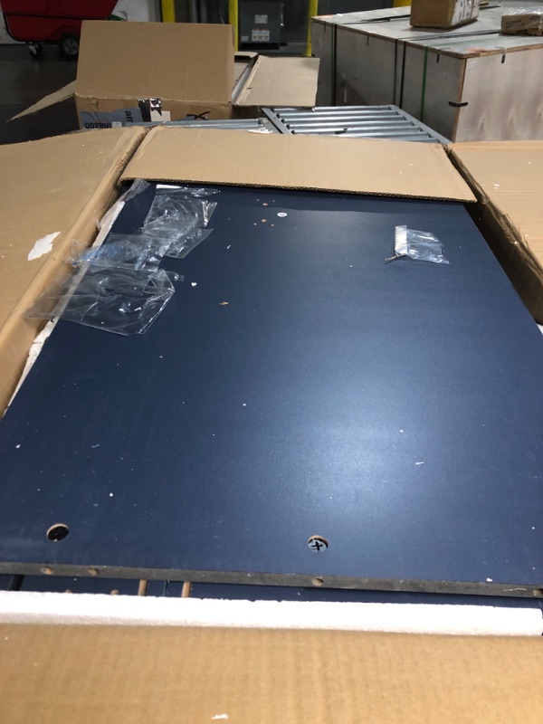 Photo 1 of ***PARTIAL SET**Ayna Decors Rooh 30 in Navy Blue Bathroom Vanity Set with White Quartz Countertop and Brass Faucet | Pop-Up Drain and P-Trap Included | Black Hardware