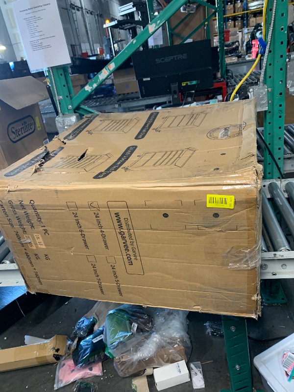 Photo 1 of *USED 2 drawers without sliders. No key. Some dents*Garvee Rolling Tool Chest, 4 Drawers Tool Storage Cabinet, Toolbox with Wheels, Portable Tool Cabinet Organizer with Locking System & Drawer Liners, Tool Storage Cart for Garage, Workshop, Black