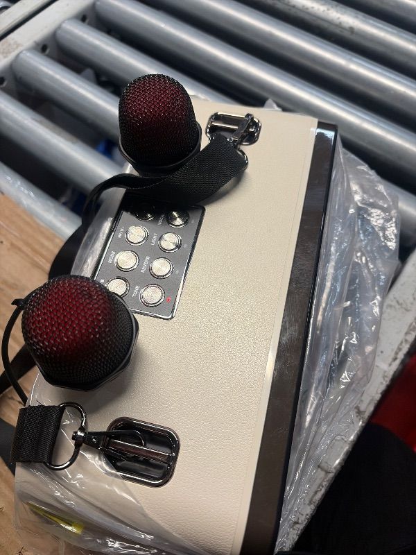 Photo 1 of ***TESTED FOR POWER ONLY***
Portable Karaokee Machine 2 Microphones, Outdoor Bluetooth Speaker Karaoke Machine, Karaoke Microphone Machines Kid Adult Wireless PA TF USB Sound Effect Light Outdoor/Indoor Home Party, Brown