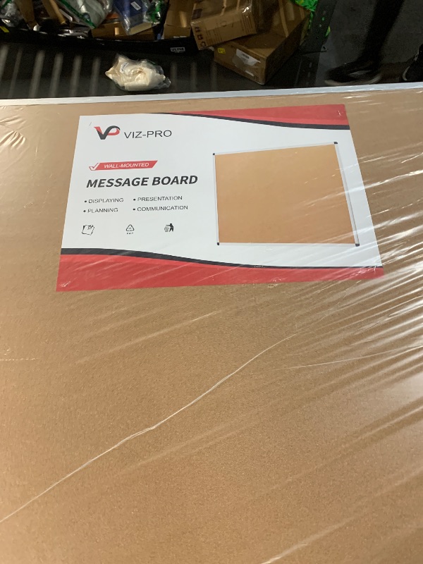 Photo 1 of ***DAMAGED - SEE NOTES/PICTURES***
VIZ-PRO Large Cork Bulletin Board, 96 X 48 Inches, Wall-Mounted Corkboard with Silver Aluminium Frame for School, Office, and Home 8' X 4'