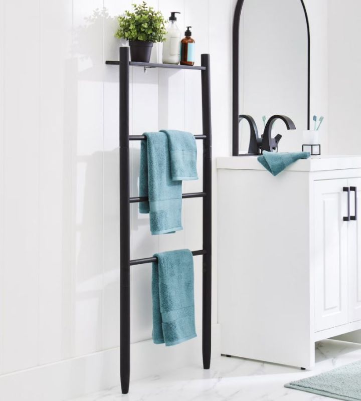 Photo 1 of ***DAMAGED - SEE NOTES/PICTURES***
Better Homes & Gardens Springwood Freestanding Acacia Wood Towel Ladder, 4 Tiers, Black