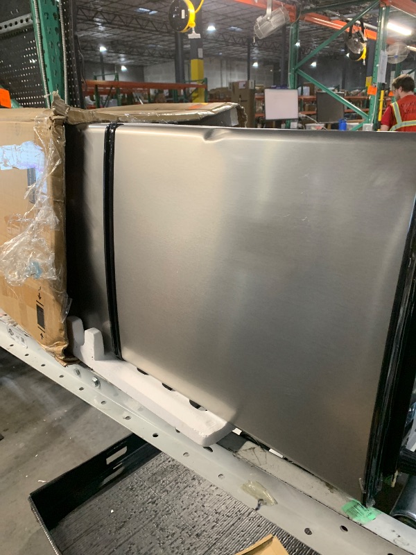 Photo 1 of ***DAMAGED - SEE NOTES/PICTURES***Borcolo 4.3 Cu. Ft. Compact Fridge with Freezer, Double Door Small Refrigerator with Adjustable 7-Level Thermostat, Mini Refrigerator for Kitchen, College, Apartment, Office, Silver