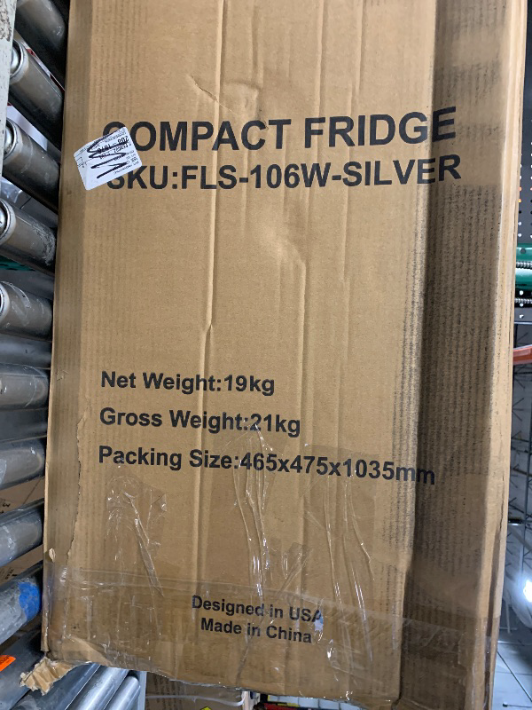 Photo 1 of ***DAMAGED - SEE NOTES/PICTURES***Borcolo 4.3 Cu. Ft. Compact Fridge with Freezer, Double Door Small Refrigerator with Adjustable 7-Level Thermostat, Mini Refrigerator for Kitchen, College, Apartment, Office, Silver