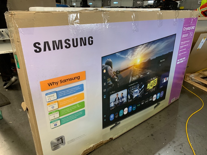 Photo 1 of ***DAMAGED - SEE NOTES/PICTURES***Samsung 75-Inch Class Crystal UHD U8000F 4K Smart TV (2025 Model) Endless Free Content, Crystal Processor 4K, MetalStream Design, Knox Security, Alexa Built-in
