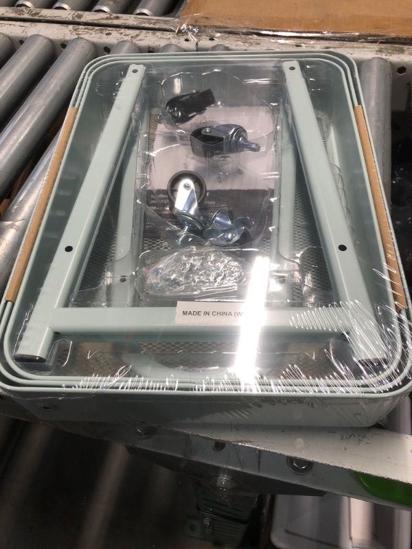 Photo 1 of ***FACTORY SEALED***UOCFYK 3-Tier Metal Rolling Utility Cart, Small Rolling Cart Kitchen Trolley Bathroom Laundry Room Bar Office Shelves Storage Organizer Shelving Unit with Caster Wheels for Narrow Places, Green