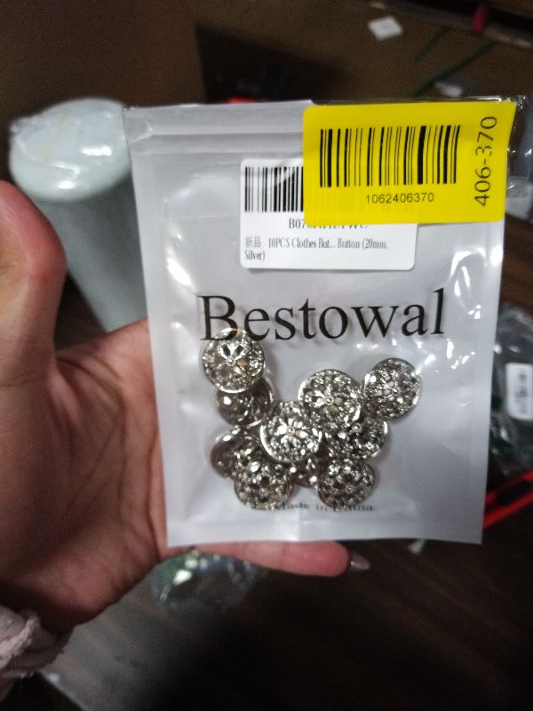 Photo 1 of 10PCS Clothes Button - Fashion Hollow Flower Metal Shank Round Shaped Metal Button Set Sewing Button (20mm, Silver)