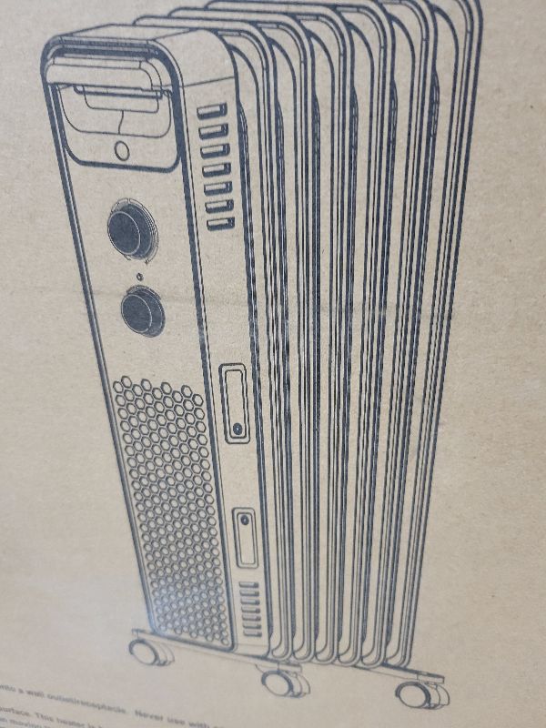 Photo 1 of 
 Pebble Oil Filled Radiator Heater, Portable Electric Heater, 1s Quick Heat, 3-Level Adjust, Tip-over&Overheat Protection, Portable Space Heater with Wheels and Handle, 1200W Oil Heaters for Home